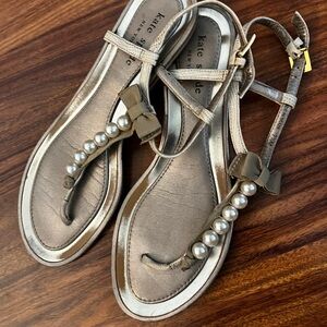 Kate Spade Gold Sandals with Pearl Detail